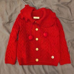 Red Cableknit Kids Sweater - Size 4